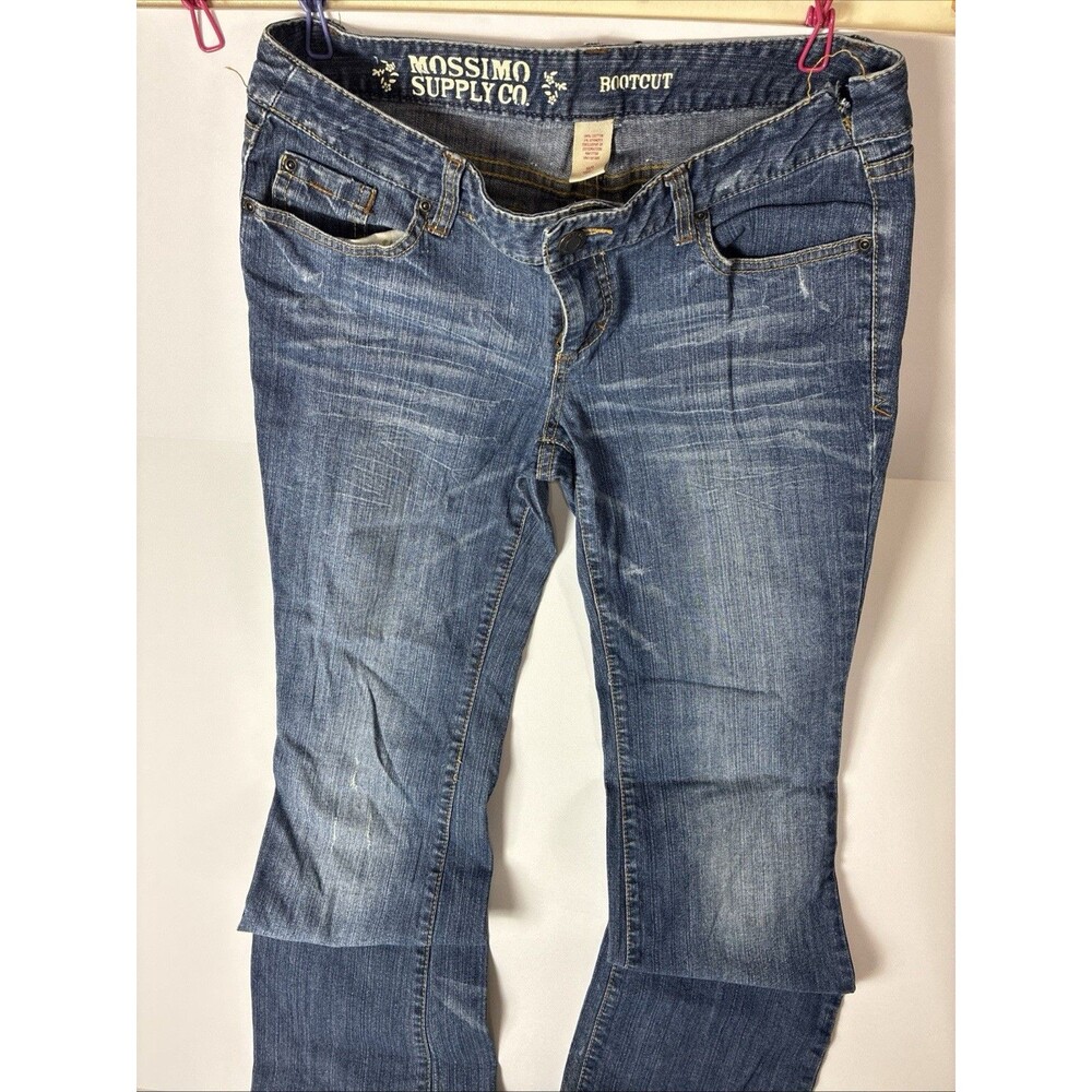 Mossimo Distressed Boot Cut Jeans Jr Sz 9 R Blue Denim Retro